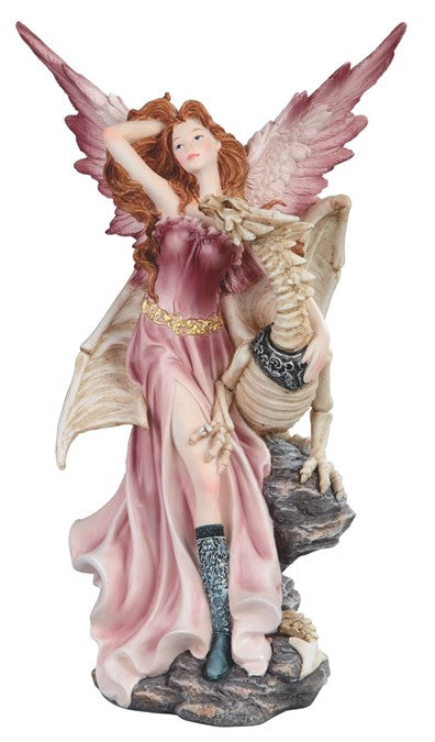 pink fairy with dragon skeleton
