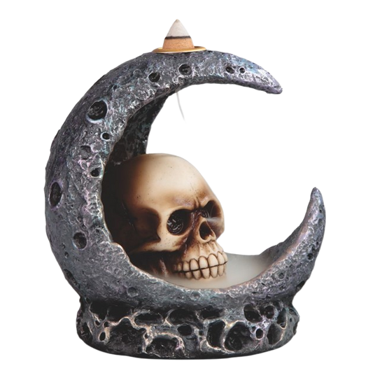 backflow burner with moon and skull
