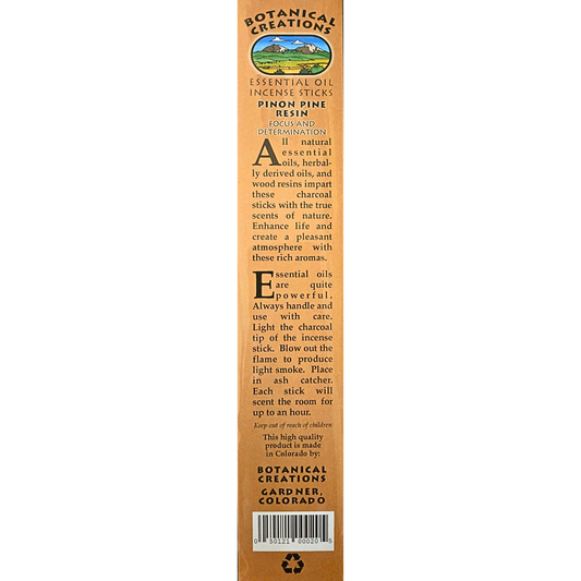Botanical Creations: Piñon Pine Resin Essential Oil Incense Sticks 