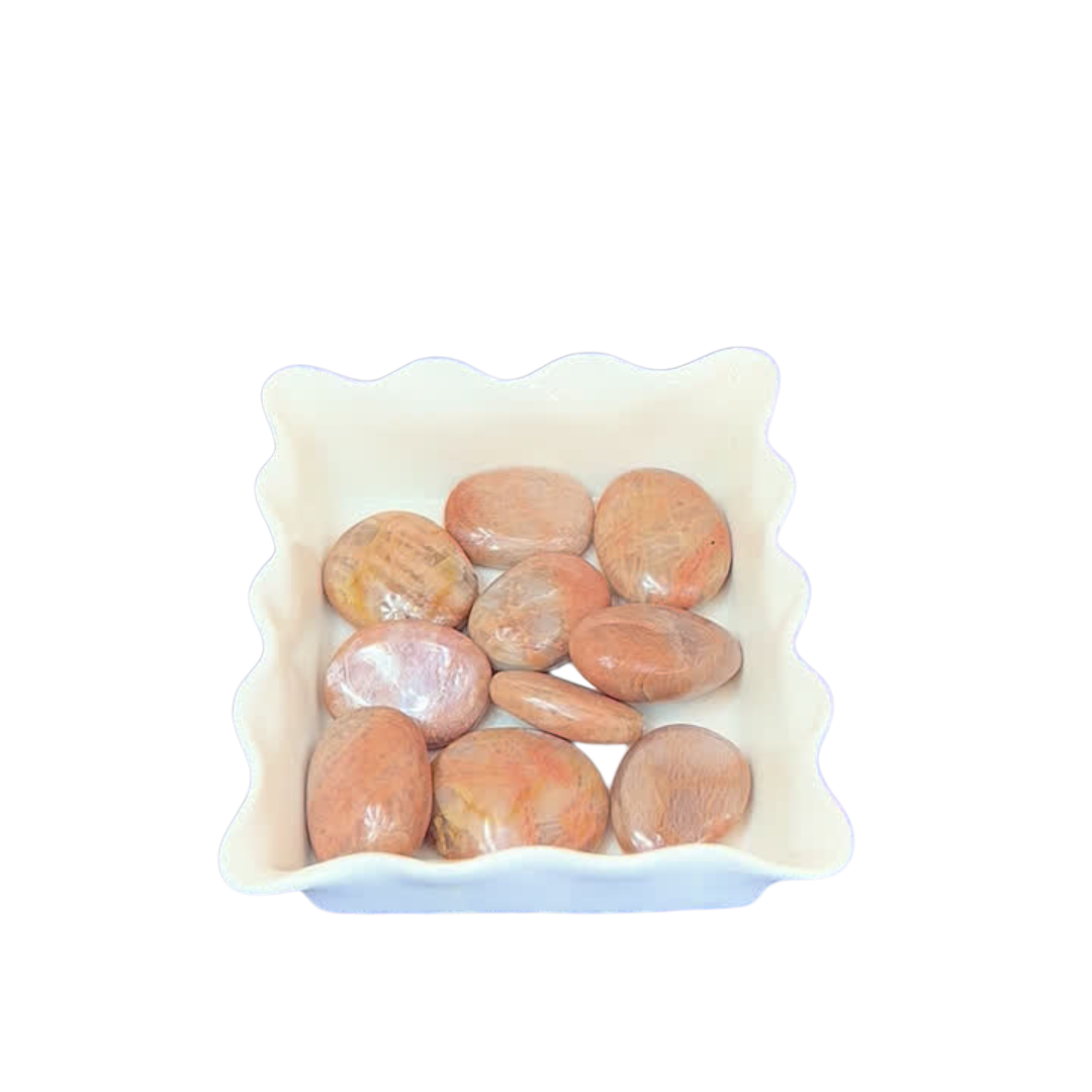 Peach Moonstone Palm Stone