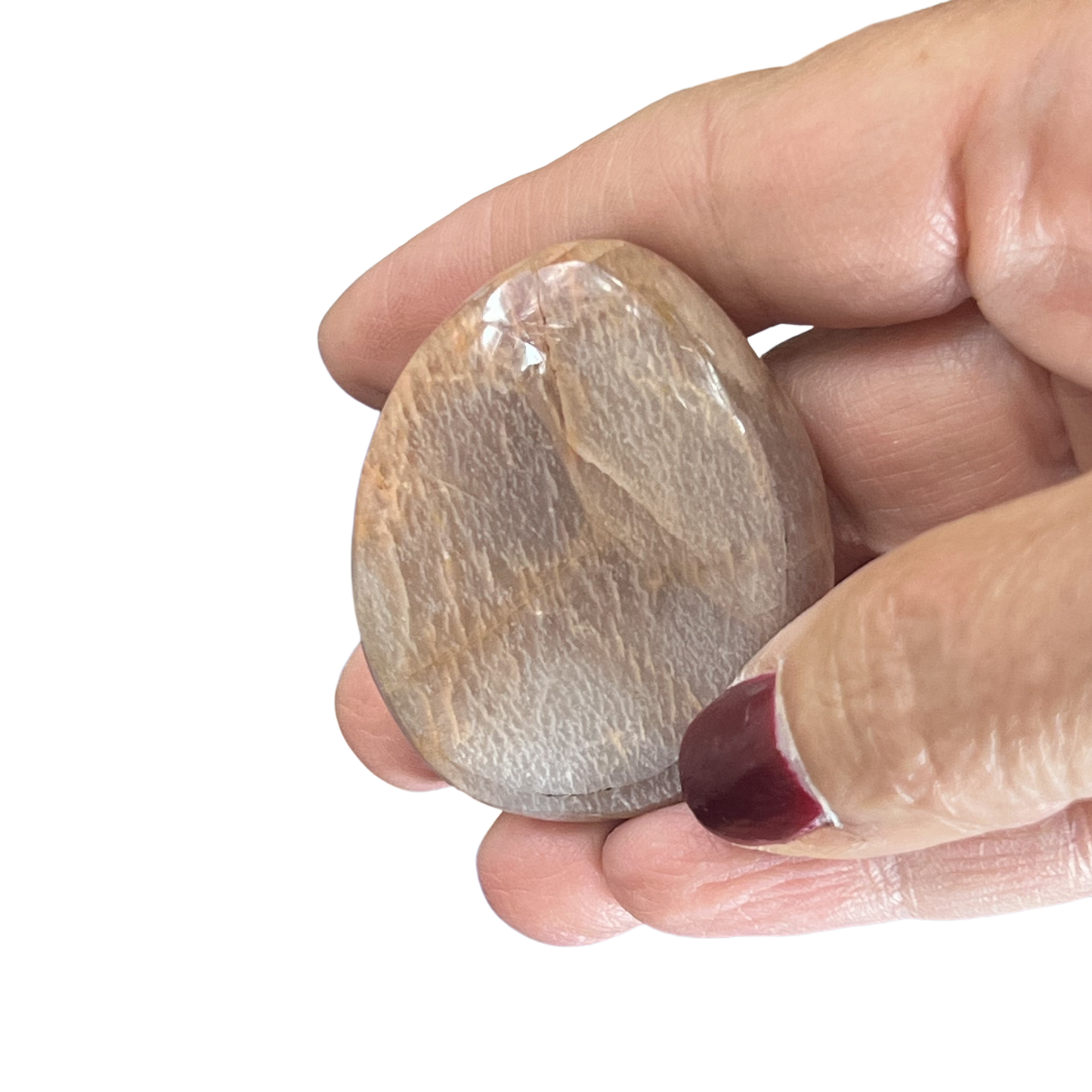 Peach Moonstone Palm Stone