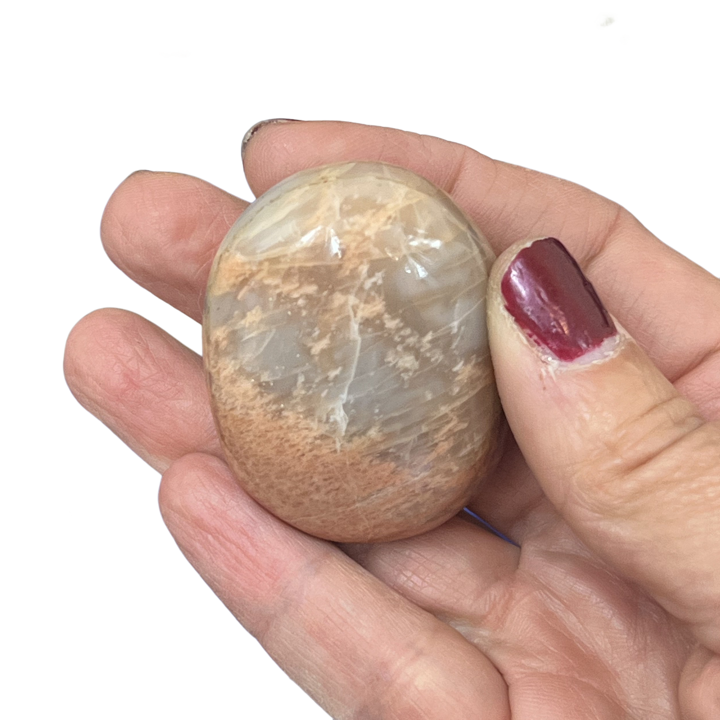 Peach Moonstone Palm Stone
