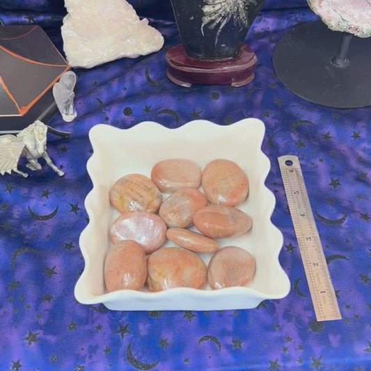 Peach Moonstone Palm Stone
