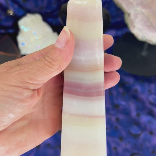 Watermelon Calcite Obelisk 6"