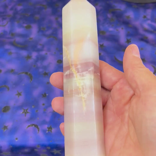 Watermelon Calcite Tower 6"