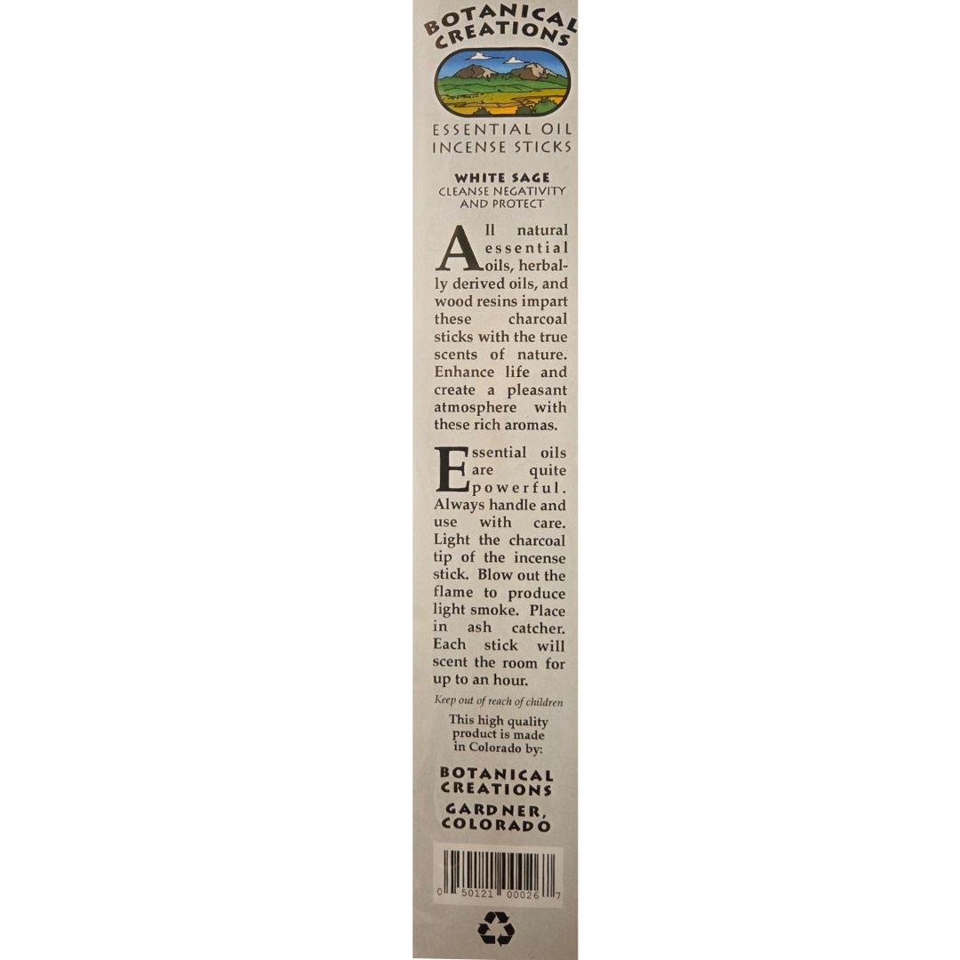 Botanical Creations: White Sage Essential Oil Incense Sticks
