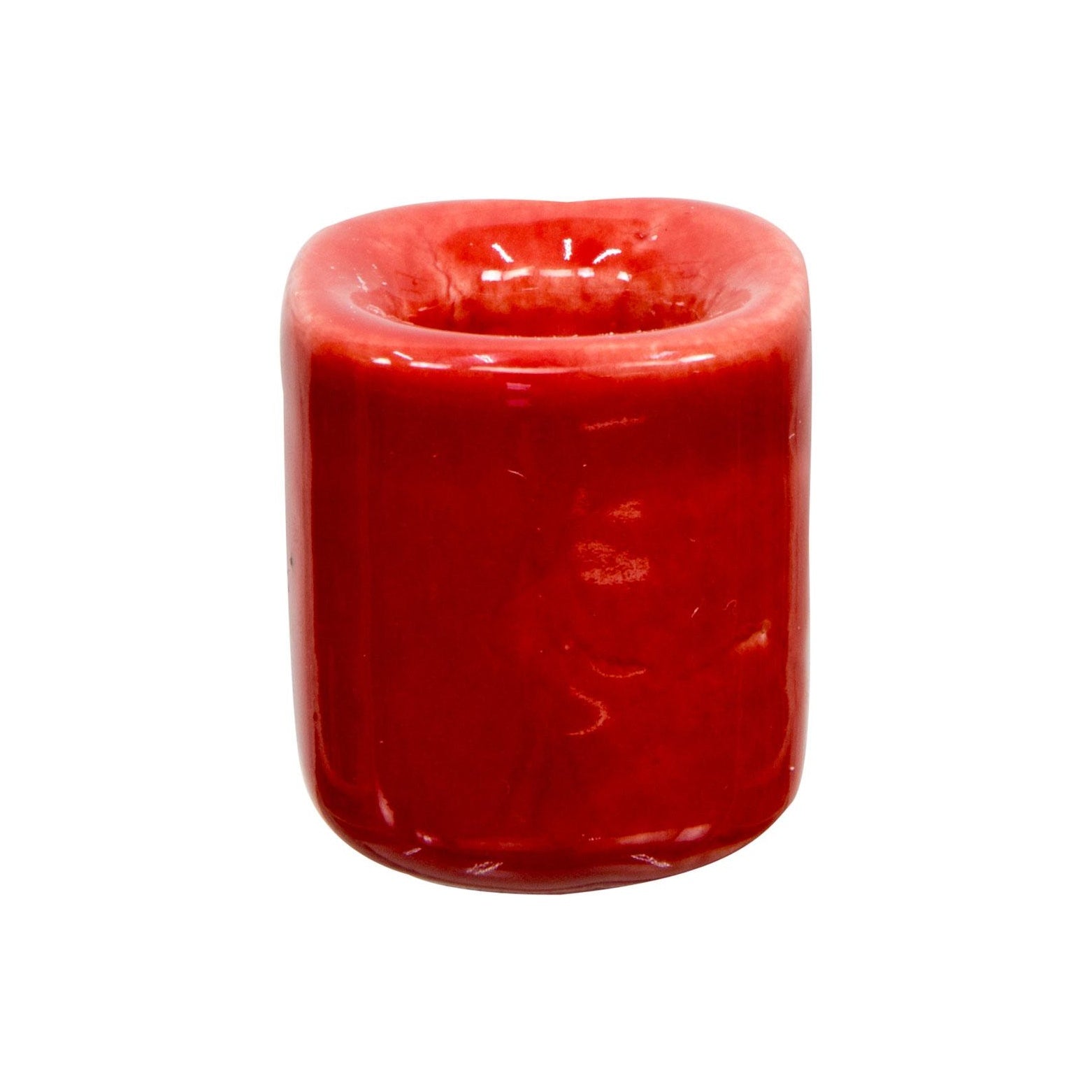red ceramic chime candle holder