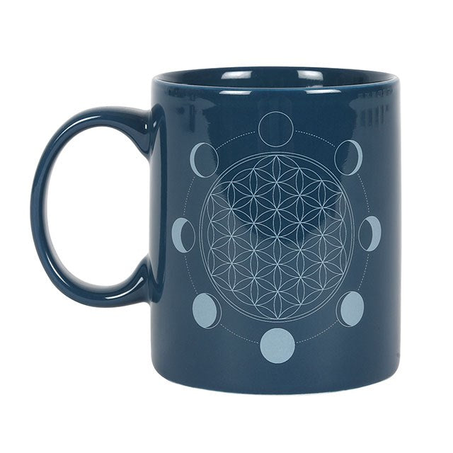 moon phase flower of life coffee mug