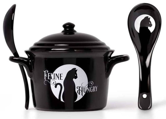 Feline Hungry Soup Bowl and Spoon Set