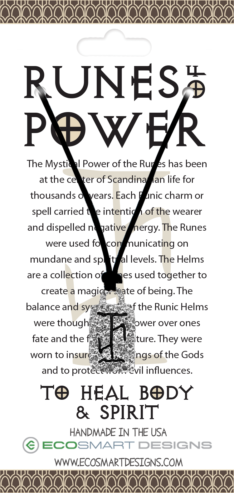 Runes of Power - To Heal Body & Spirit charm on necklace