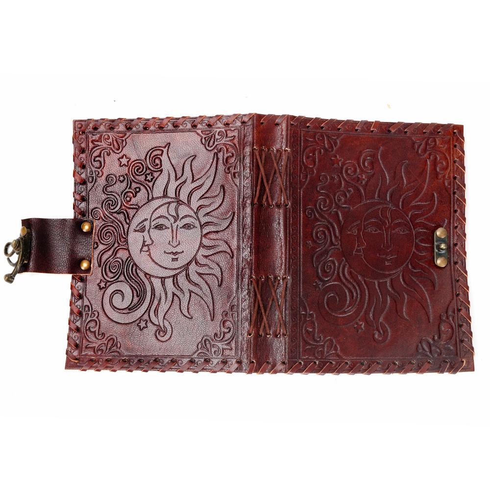 5 x 7" Leather Journal - Sun and Moon