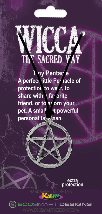 Wicca Pentacle pewter charm on necklace
