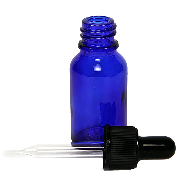.5 oz cobalt blue glass bottle with dropper