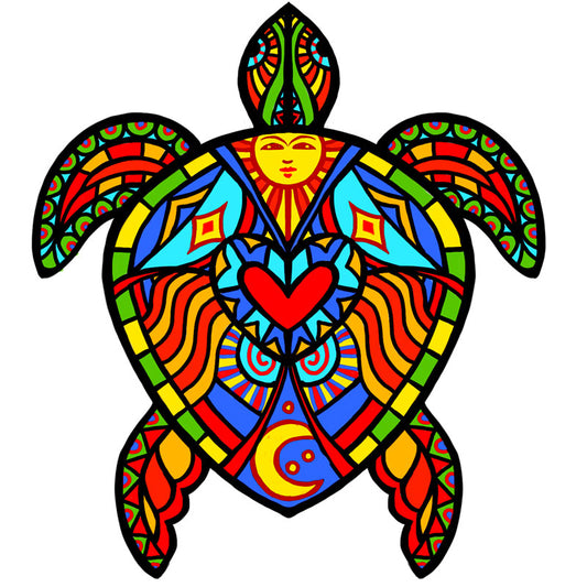 mosaic turtle iron-on patch