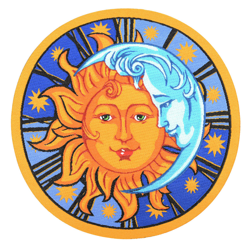 sun and moon clock iron-on patch