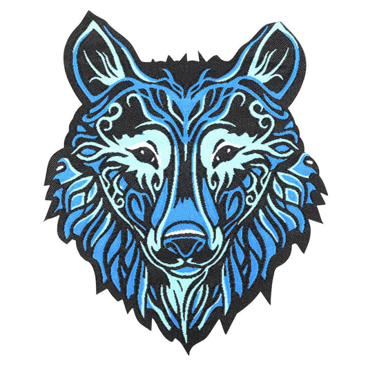 blue wolf iron-on patch