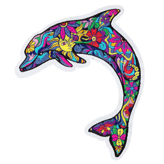 multicolor dolphin iron-on patch