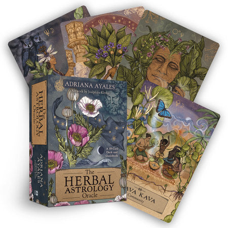 herbal astrology oracle deck box cover and cards