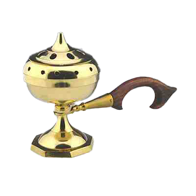 Brass charcoal burner with handle