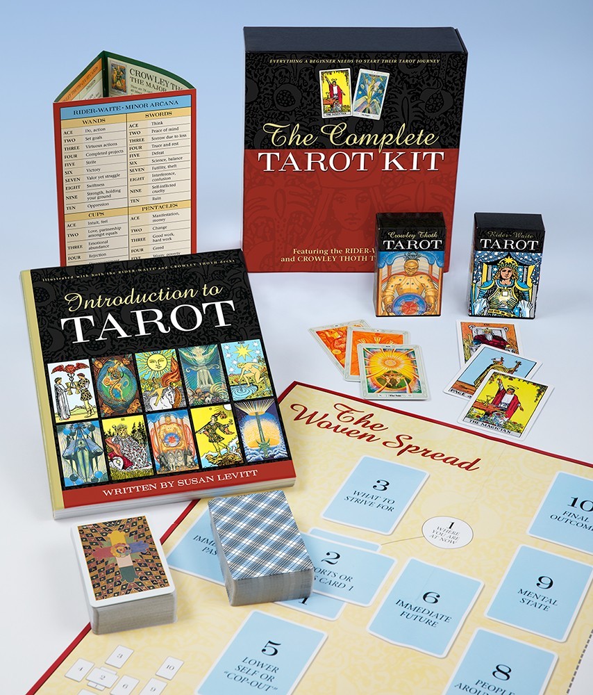 Layout of all included items in The Complete Tarot Kit