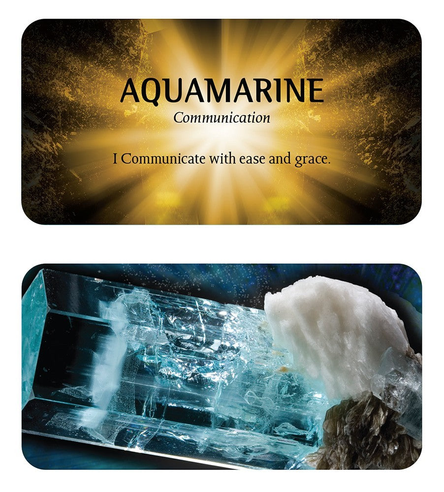 Front and back of Aquamarine card