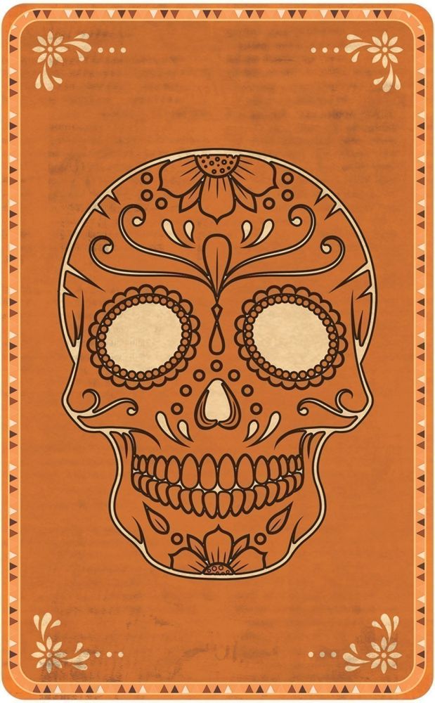 Orange intricate skull, back of each of the cards