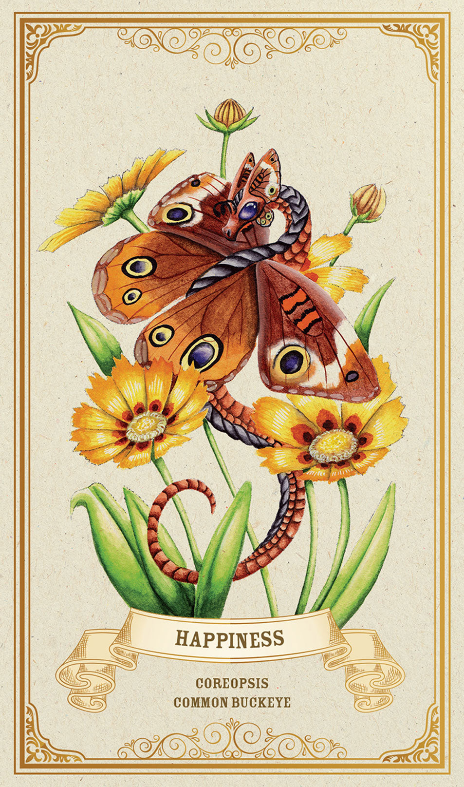 Happiness (Coreopsis, Common Buckeye) card