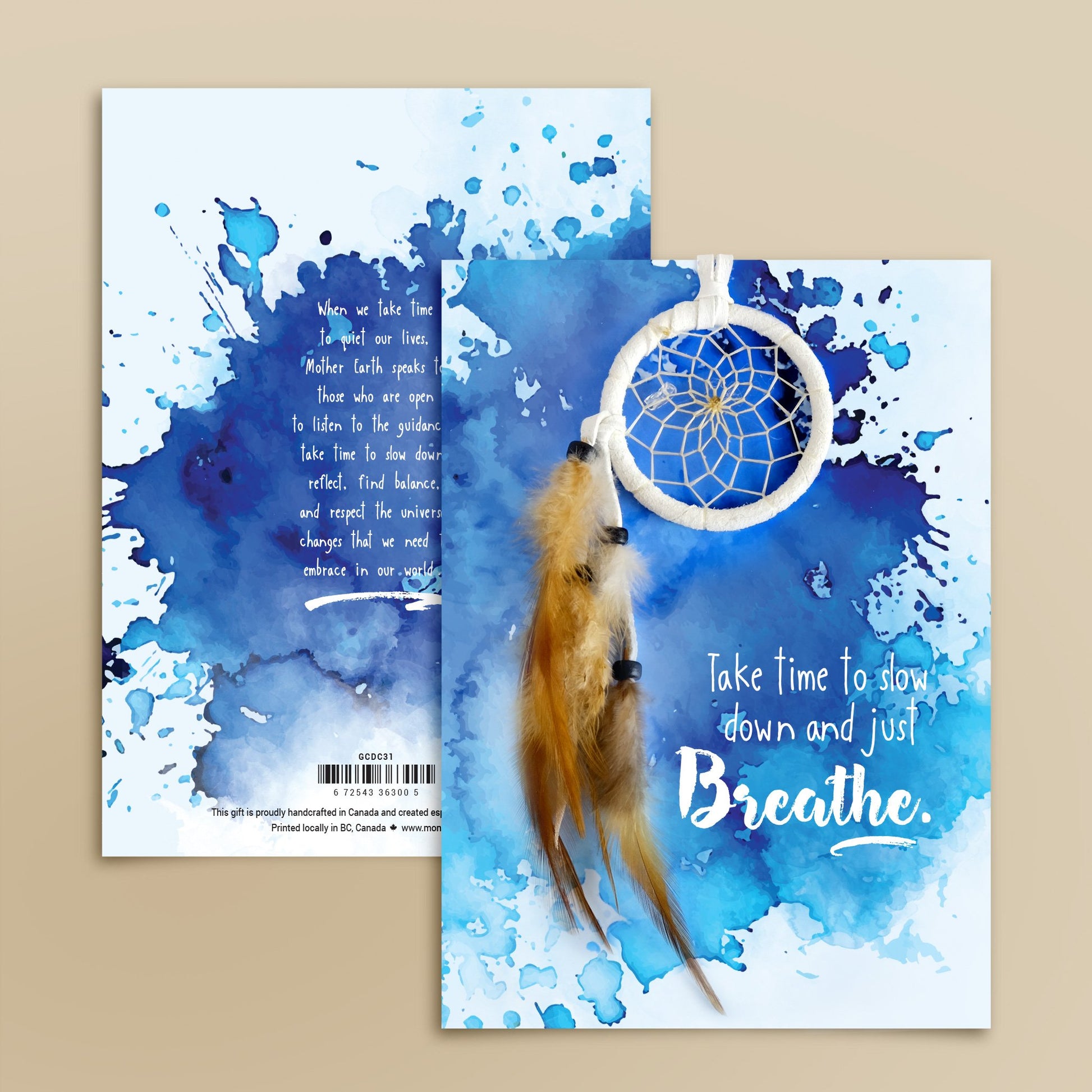 take time to slow down an breathe dreamcatcher greeting card
