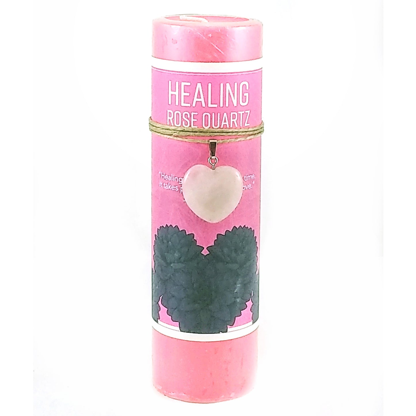 Crystal Heart Candle - Healing with Rose Quartz Pendant