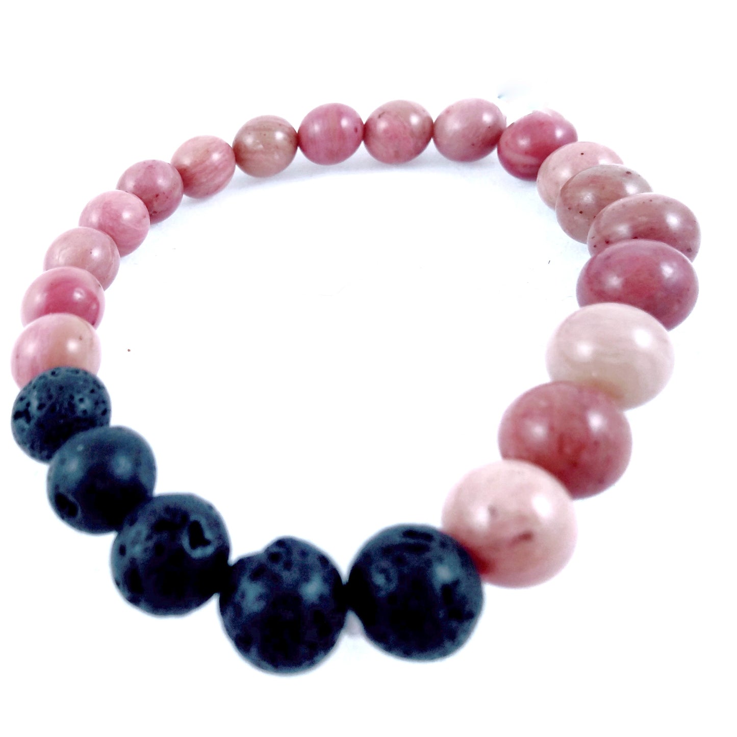 Rhodonite bracelet with lava beads