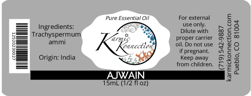 Ajwain oil label