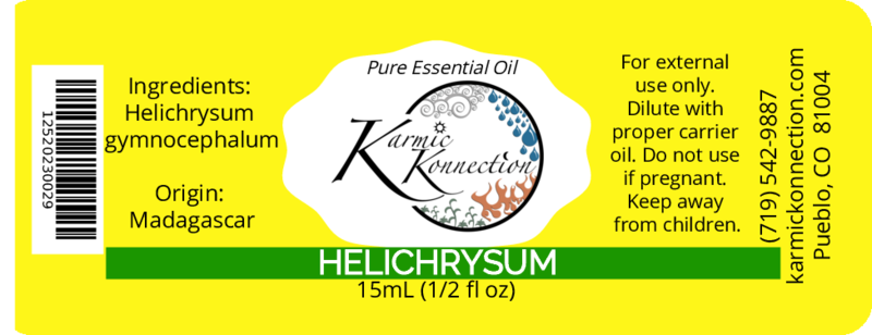 helichrysum oil label