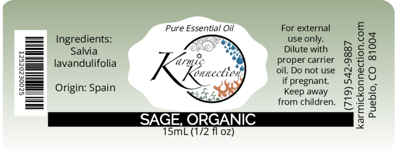 organic sage (salvia lavandulifolia) oil label