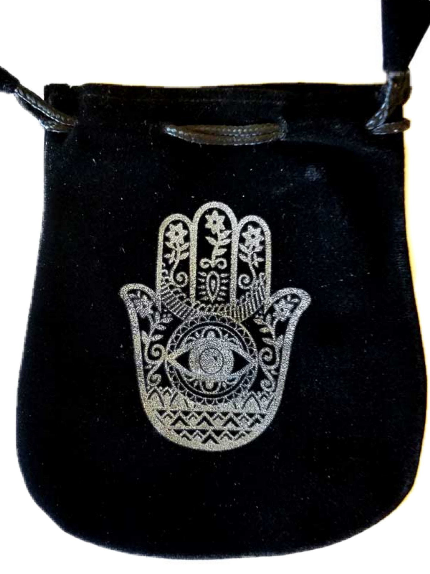 Hamsa / Hand of Fatima drawstring velveteen bag