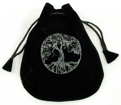 Tree of Life drawstring velveteen bag