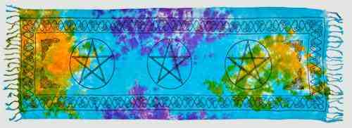 3 pentacle altar cloth tie  dye 22x68"