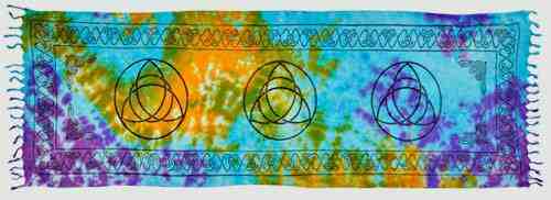 3 triquetra altar cloth tie dye 22x68