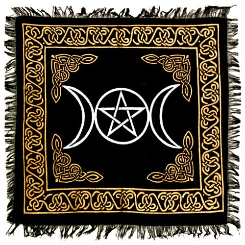 triple moon pentagam altar cloth 18" x 18"