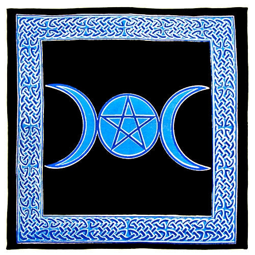 triple moon pentagram altar cloth 24"x 24"