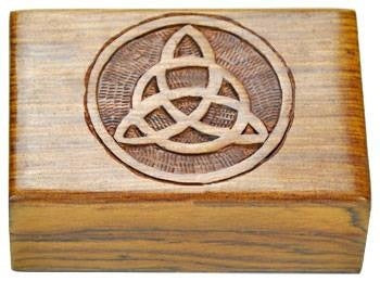 triquetra carved wood box 4x6"