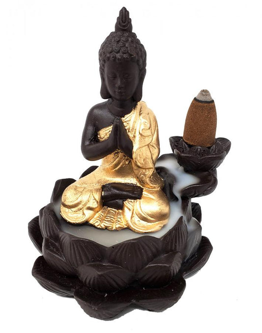 Buddha on lotus backflow incense cone burner