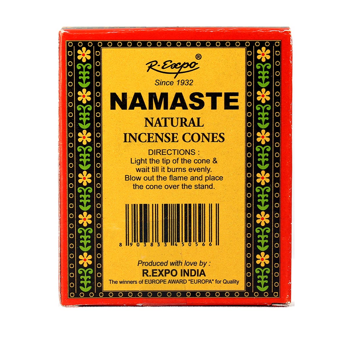 Back of Namaste Patchouli box
