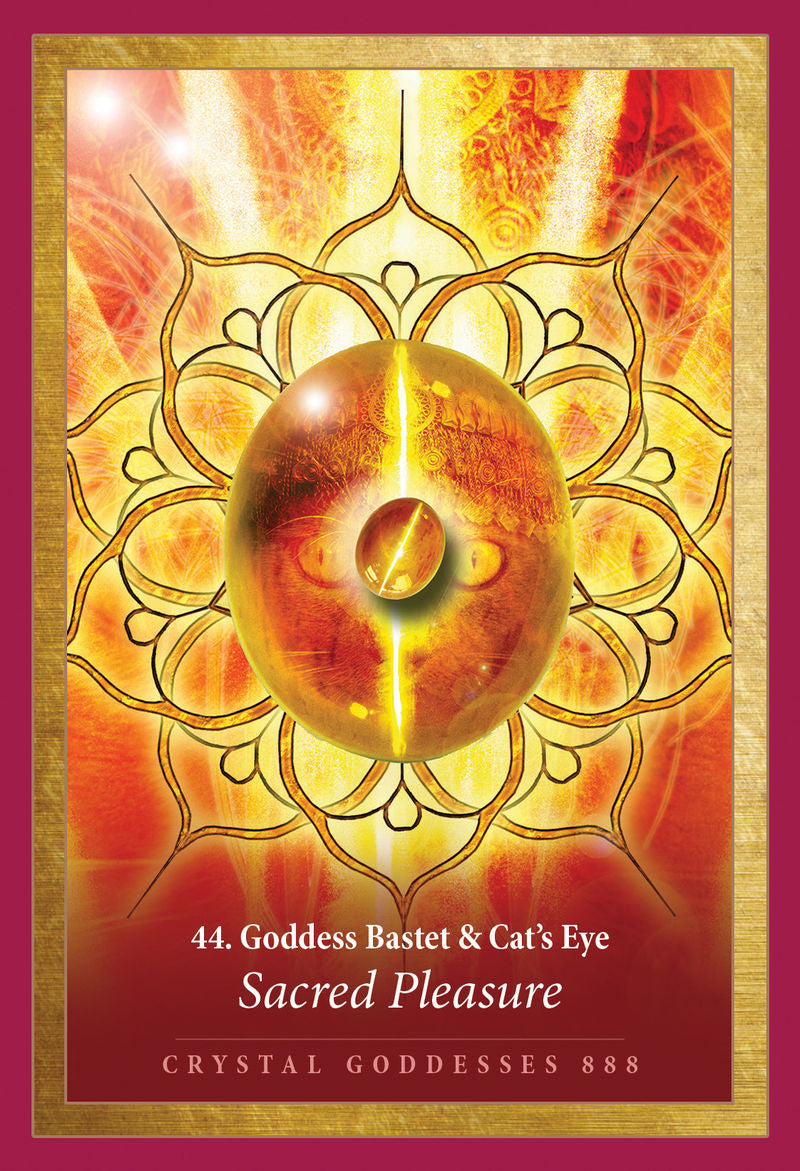number 44 goddess bastet & cat's eye; sacred pleasure card