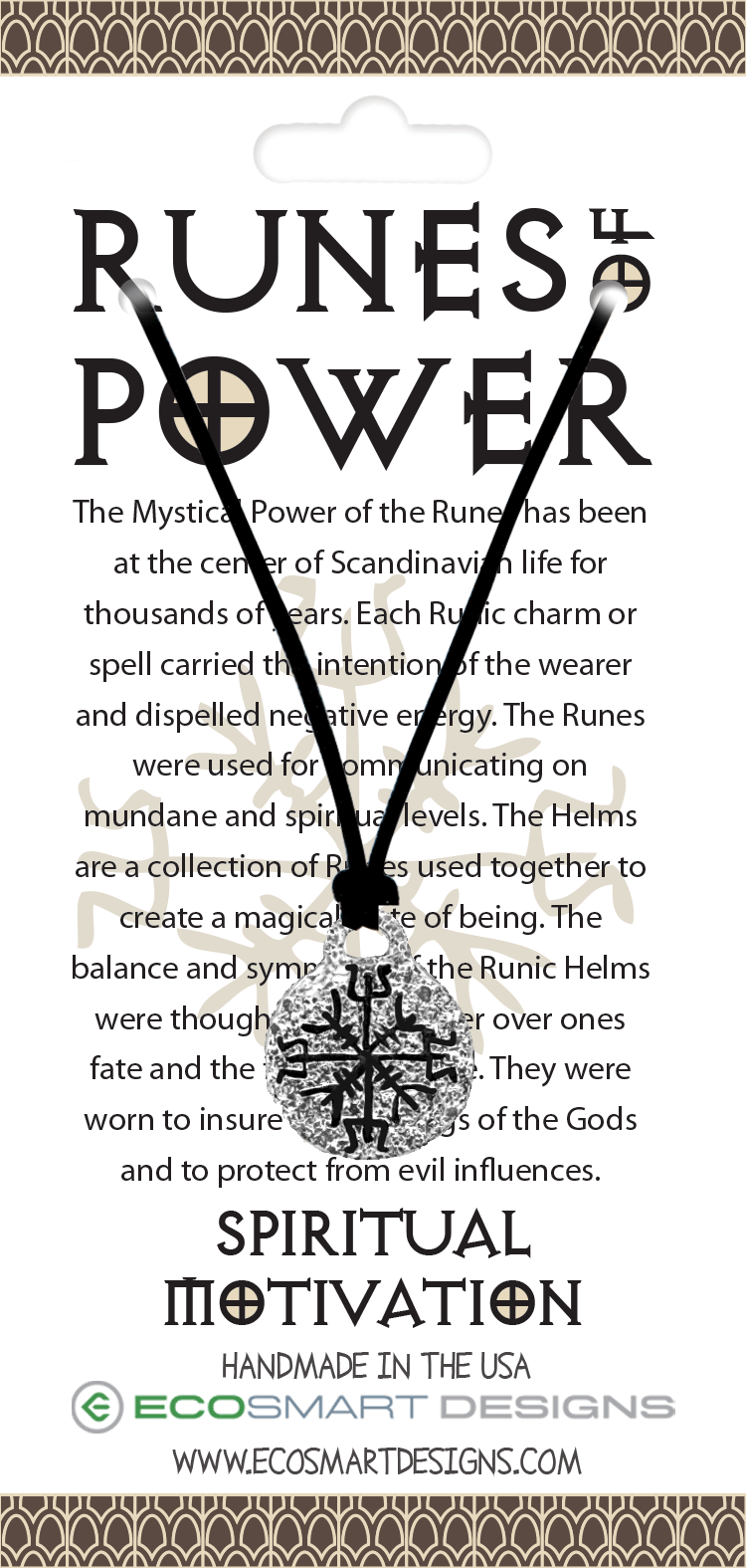 Runes of Power - Spiritual Motivation charm on necklace