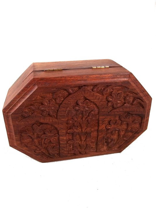 floral wood box octagon