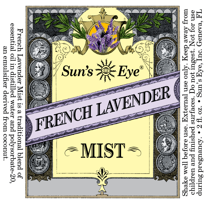 Sun's Eye French Lavender spray mist label