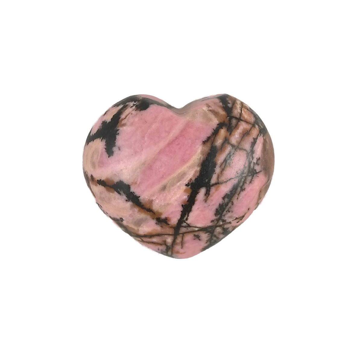 Heart-shaped rhodonite piece, 1.25"