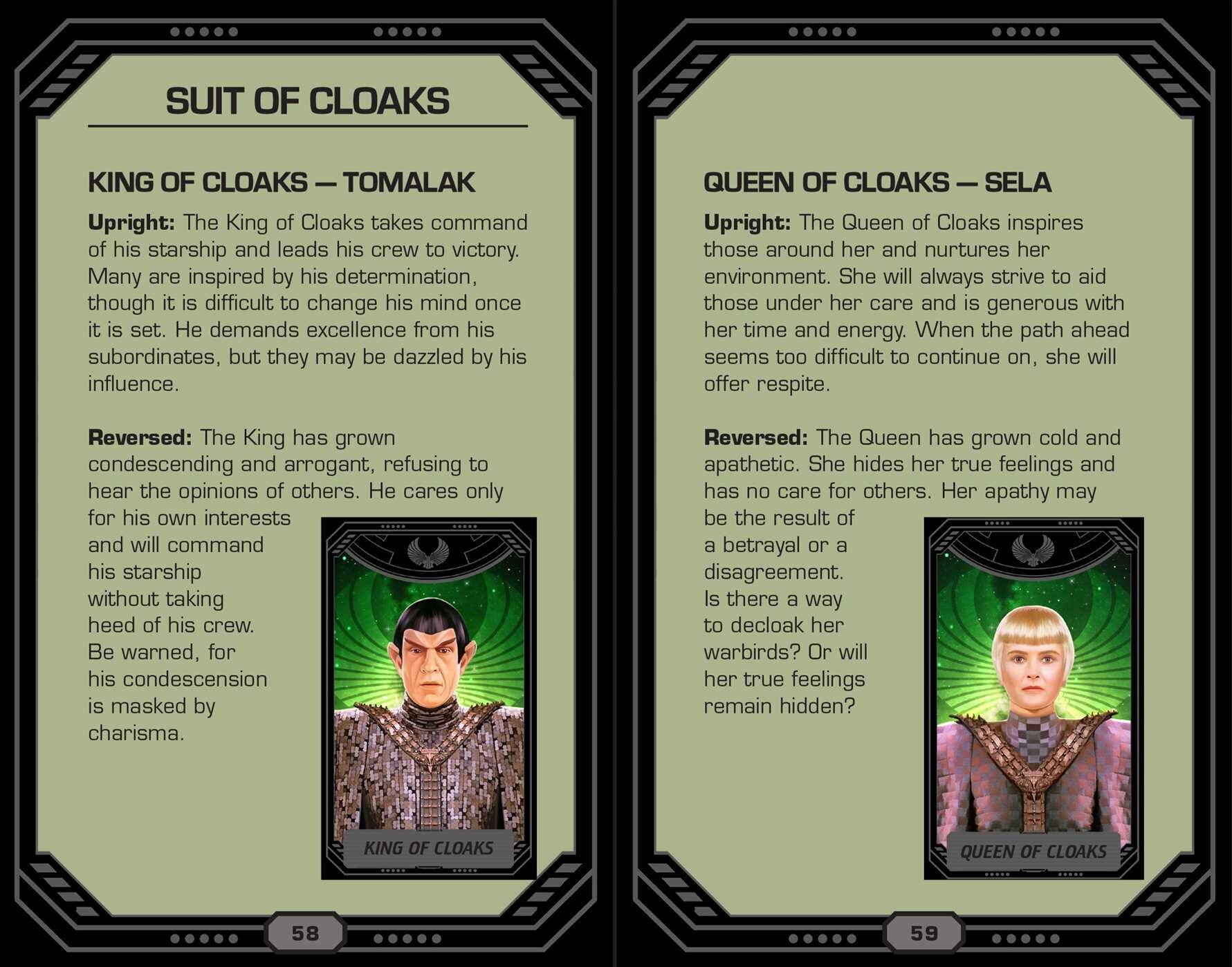 King of Cloaks & Queen of cloaks descriptions