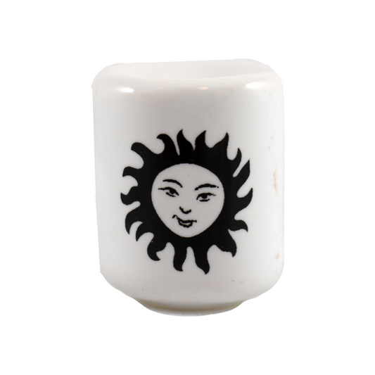 Black sun on white chime candle holder