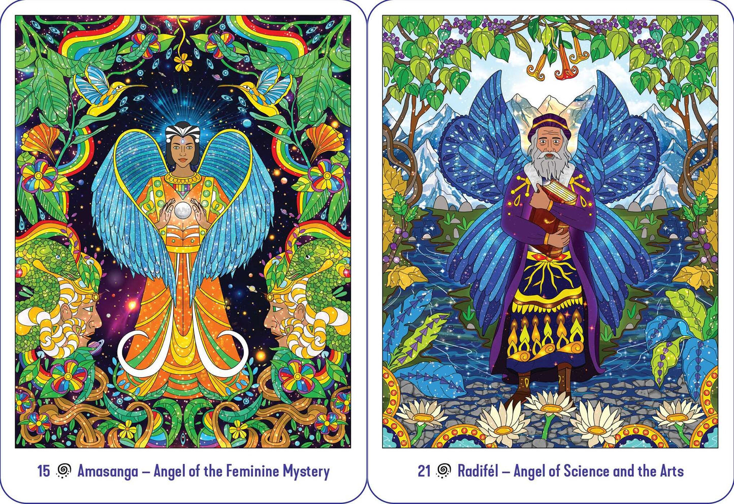 Amasanga, Angel of the Feminine Mystery & Radifél, Angel of Science and the Arts cards